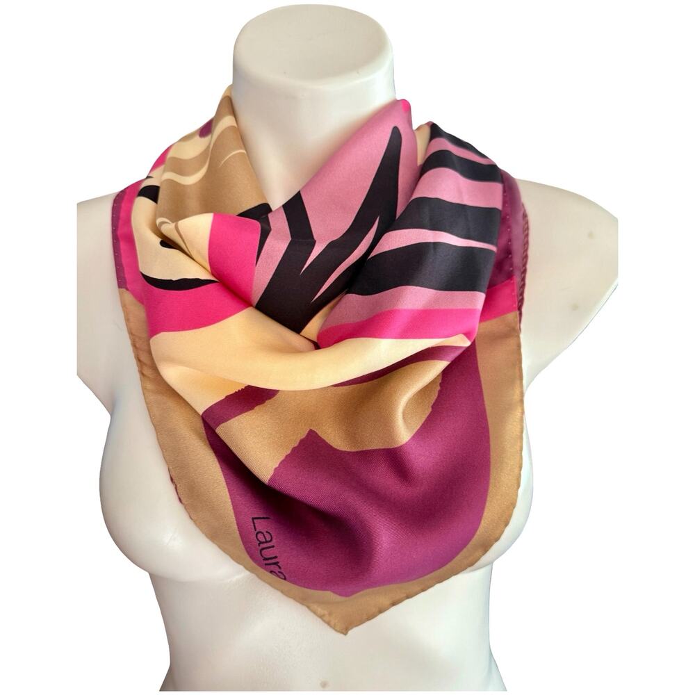 Rare Vintage Laura Biagiotti Silk Di Como Italian Scarf Abstract Print 34x34 - Picture 9 of 12